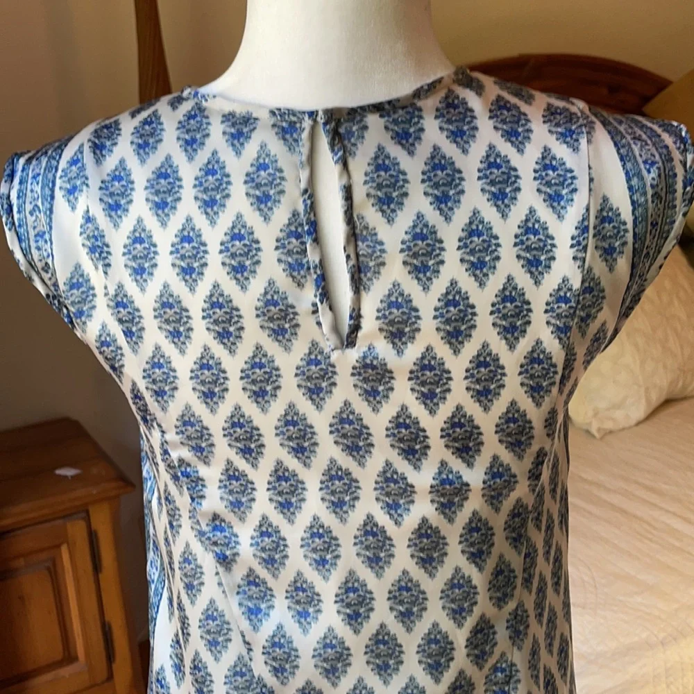 Madewell Blue Print  Silky  Scarf look Dress Size XXS - Picture 6 of 14